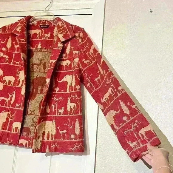 Vintage Multiples Tapestry Animals Elephants Safari Africa Open Front Jacket - Picture 4 of 4